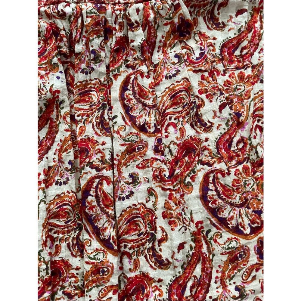 Sezane Orange Paisley Print Long Sleeve Blouse Women’s Sz 34/XS-2 - Picture 7 of 9